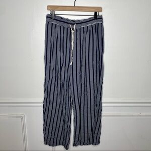 Intimately FP Free People Navy Blue Stripe White Polka Dot Wide Leg Pants M